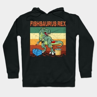 Vintage Fishsaurus Rex Saurus Fishing Hobby Hoodie